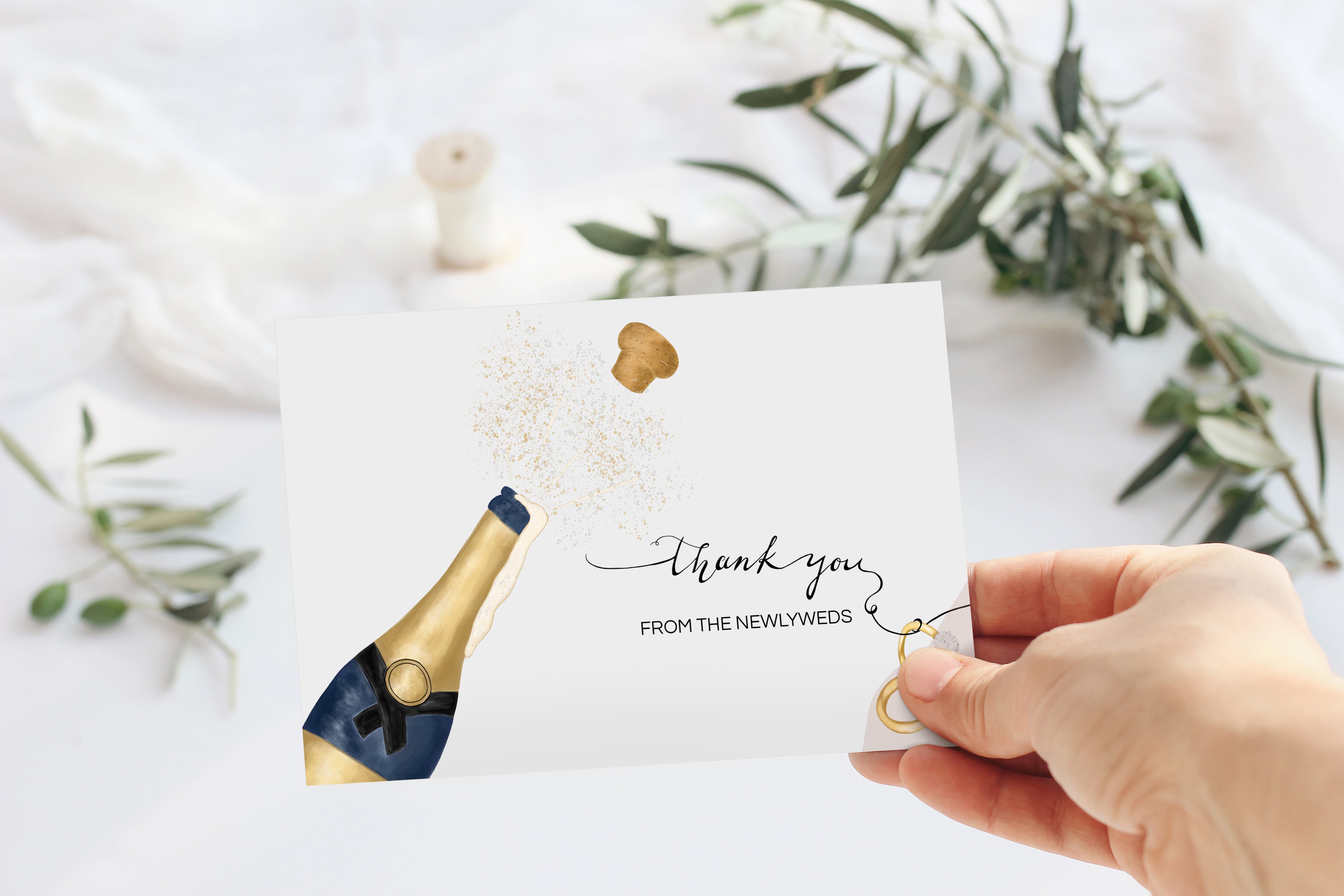 Heather & Willow 50 Wedding Thank You Cards from the New Mr and Mrs | 4x6 Bulk Thank You Cards with Envelopes | Grateful Notes Bridal Shower and Baby Shower