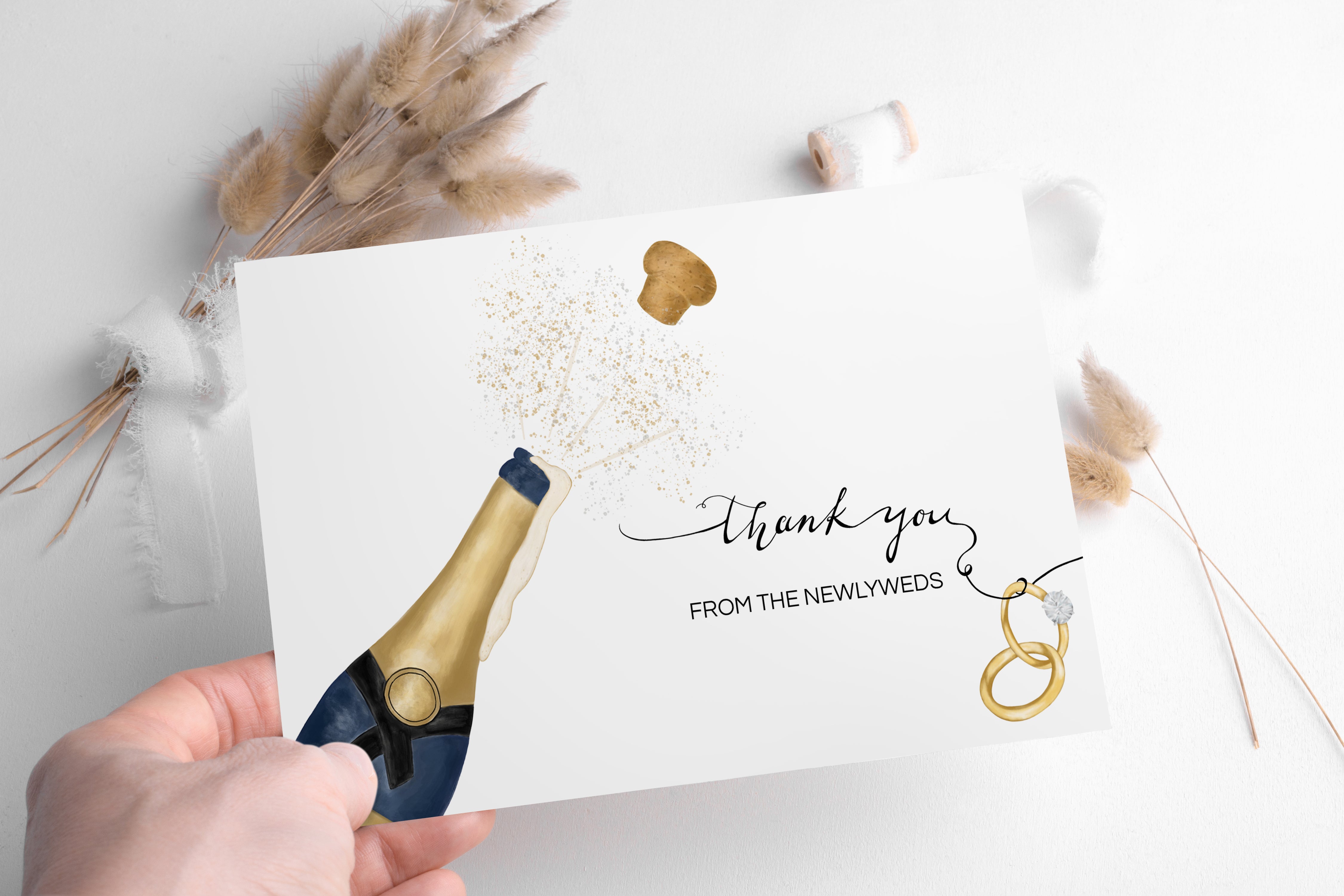 Heather & Willow 50 Wedding Thank You Cards from the New Mr and Mrs | 4x6 Bulk Thank You Cards with Envelopes | Grateful Notes Bridal Shower and Baby Shower