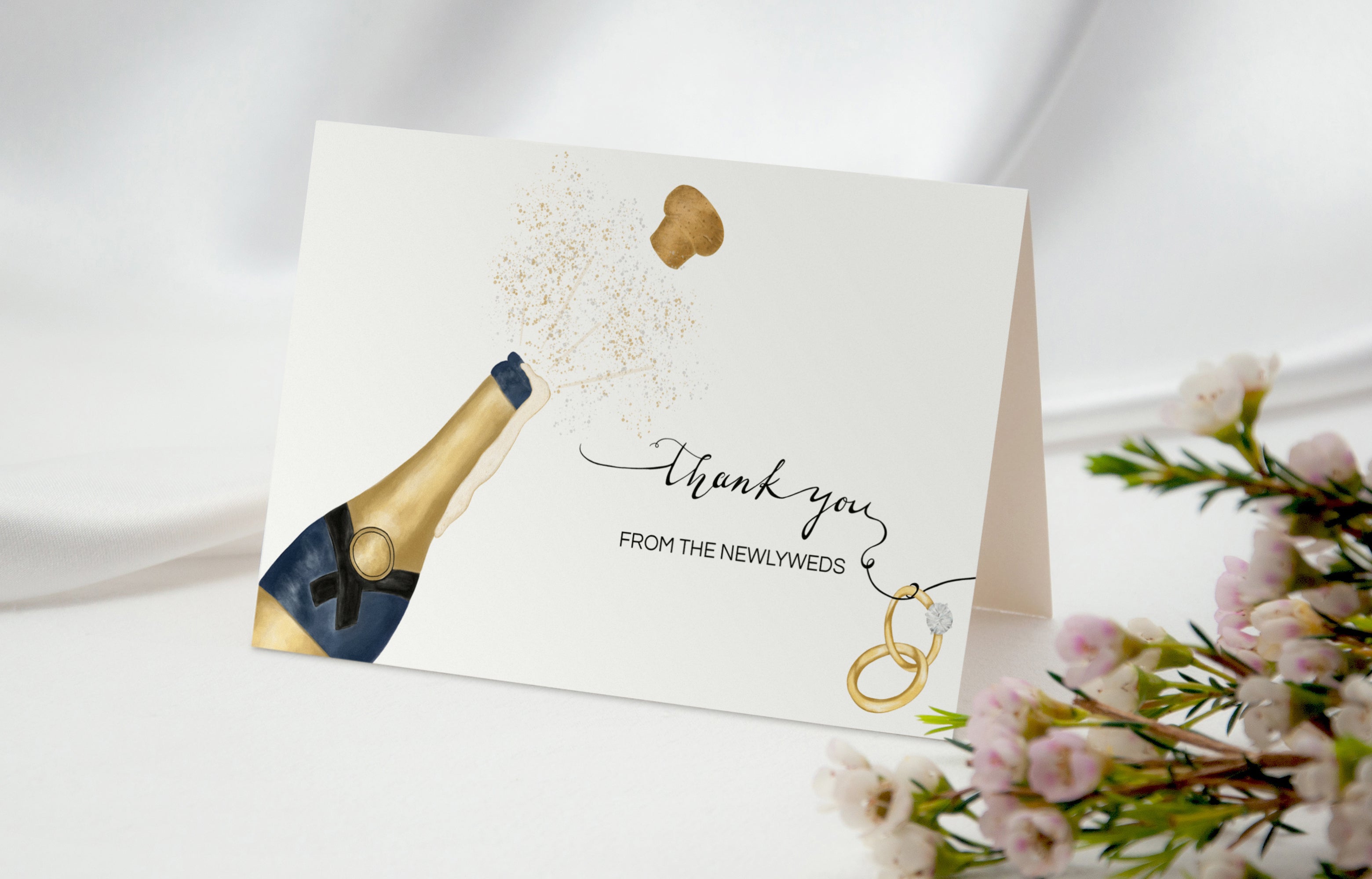 Heather & Willow 50 Wedding Thank You Cards from the New Mr and Mrs | 4x6 Bulk Thank You Cards with Envelopes | Grateful Notes Bridal Shower and Baby Shower