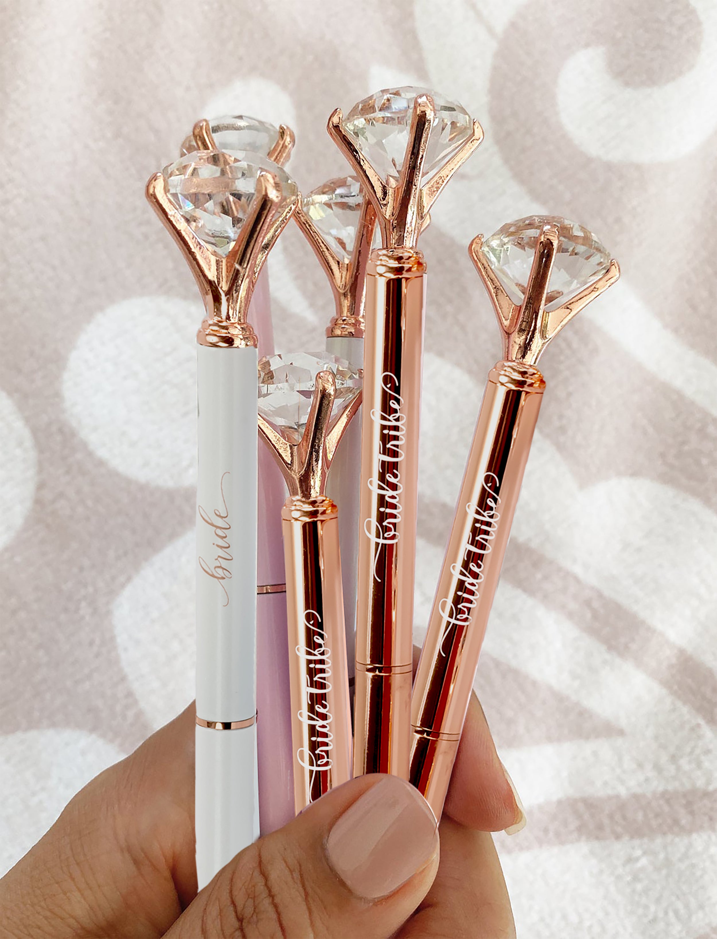 Bridesmaids Diamond Pens (Rose Gold) | Set of 8