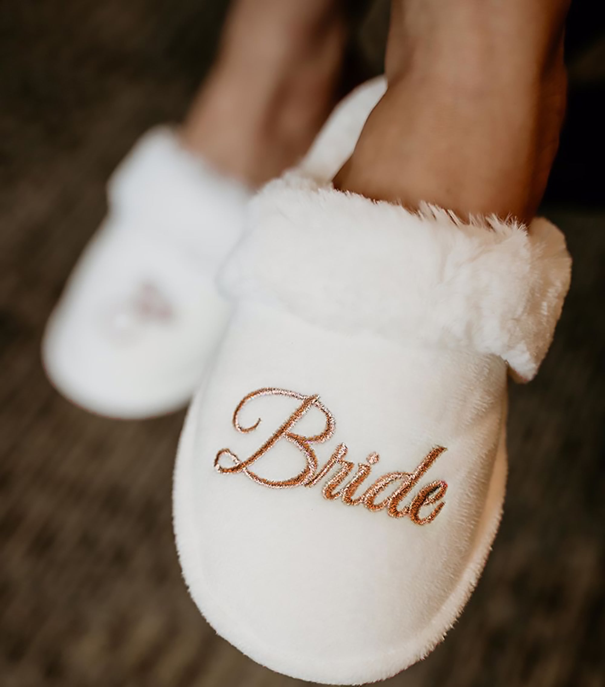 Bride & Bridemaid Fuzzy Slippers | Bride Tribe Bridesmaid Gifts & Bridesmaid Proposal Box