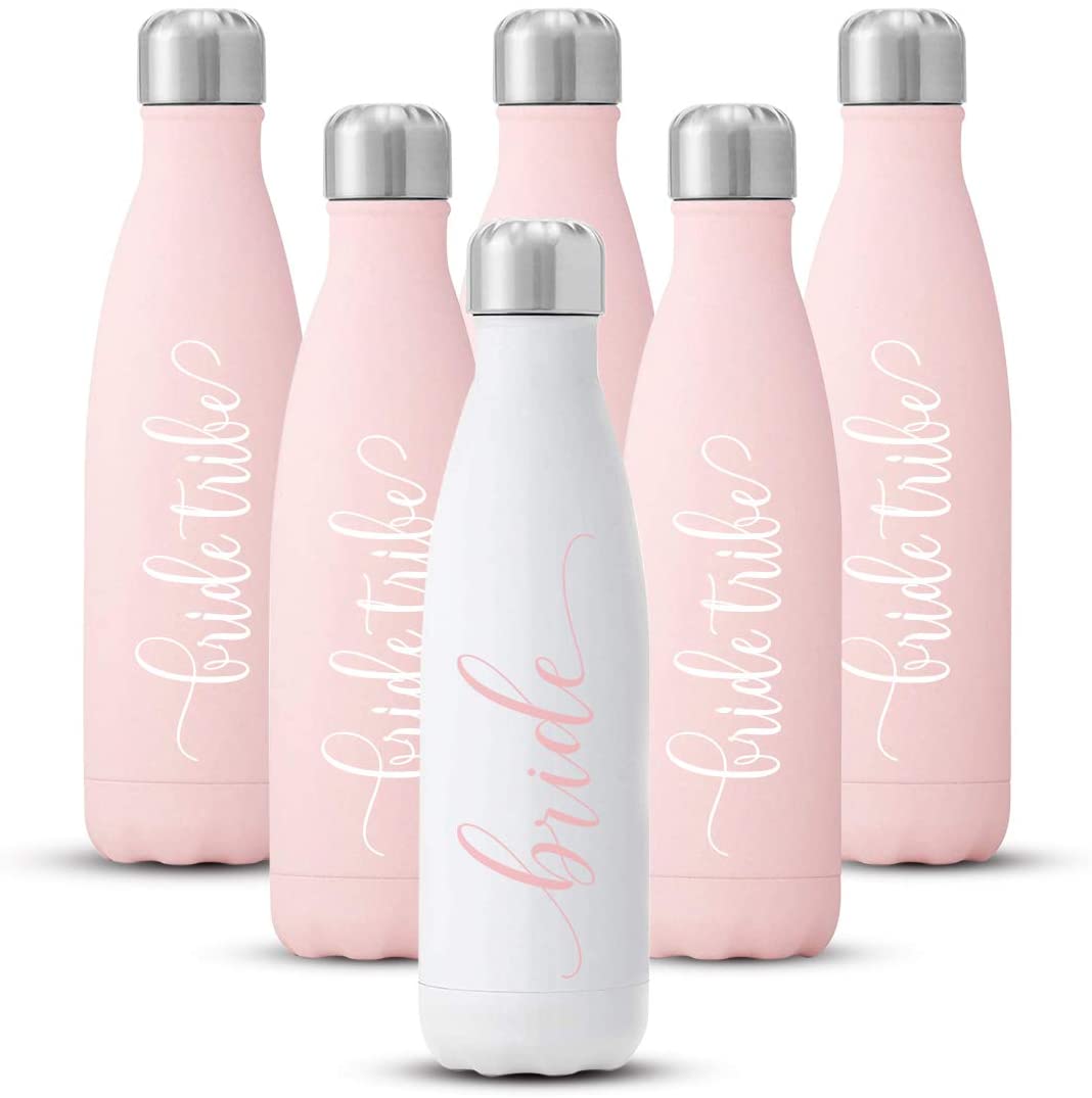 Bride to Be Water Bottle, 17 oz Bridesmaid Stainless Steel Water Bottle, Engagement Wedding Gifts Bride Tribe Tumblers Bachelorette Party Supplies &  Games