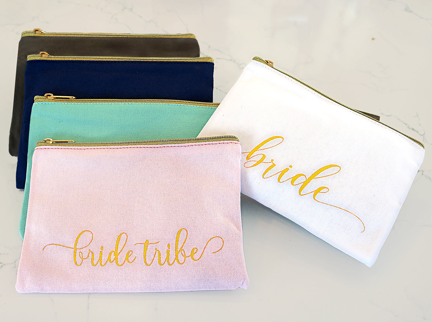 8 Piece Set, Bride Tribe Bridesmaid Gifts Bags, Canvas Makeup Bags  Cosmetic Clutch & Purse, Bachelorette Party Favors