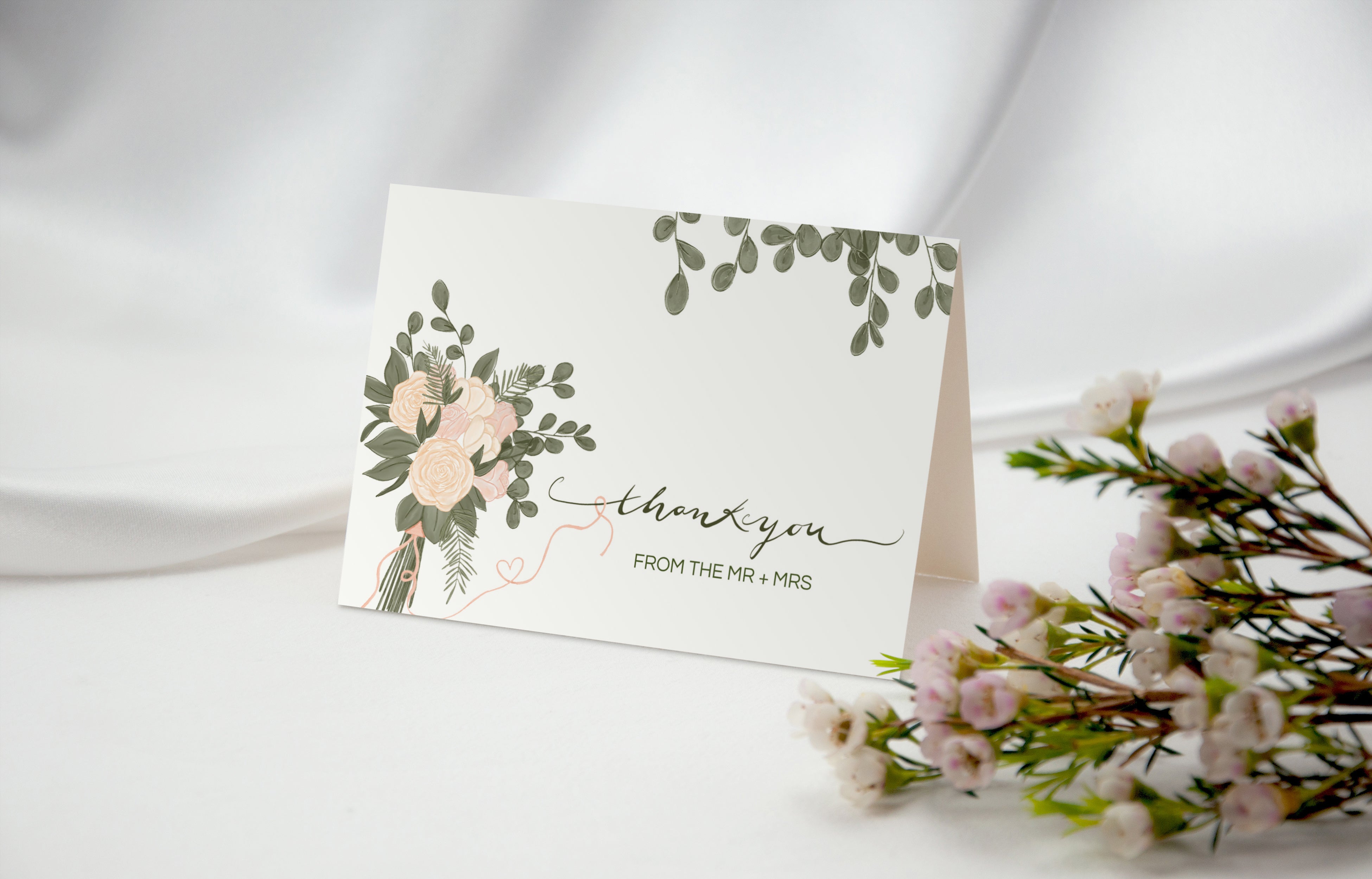50 Wedding Thank You Cards from the New Mr and Mrs | 4x6 Bulk Thank You Cards with Envelopes | Wedding Shower Beyond Grateful Thank You Notes for Wedding, Bridal Shower and Baby Shower - Eucalyptus