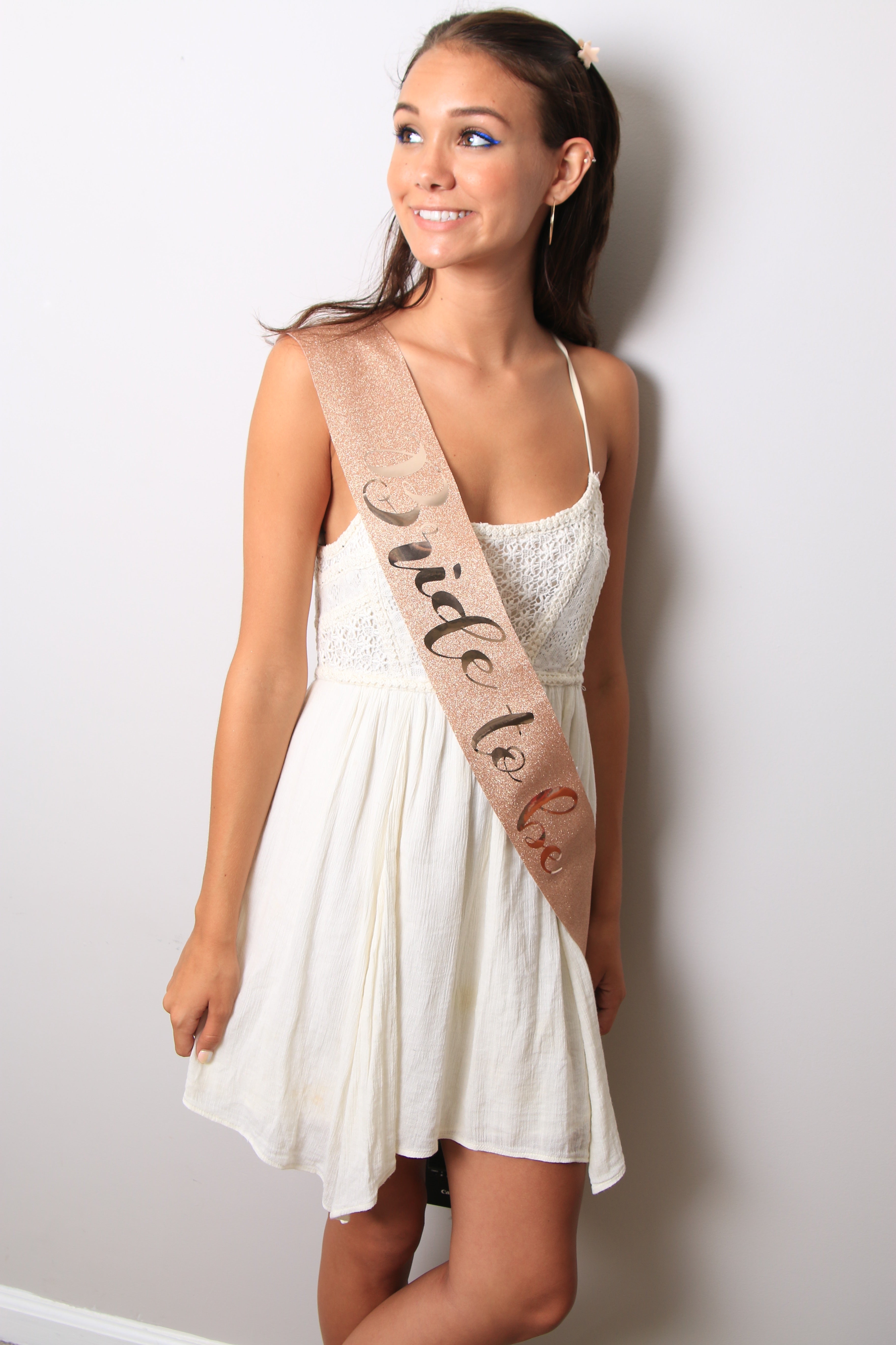 Glitter Rose Gold Bride to Be Sash